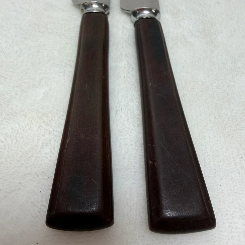 VTG Royal Brand Brown Bakelite Handle Dinner Knives Set of‎ 2 Made in England